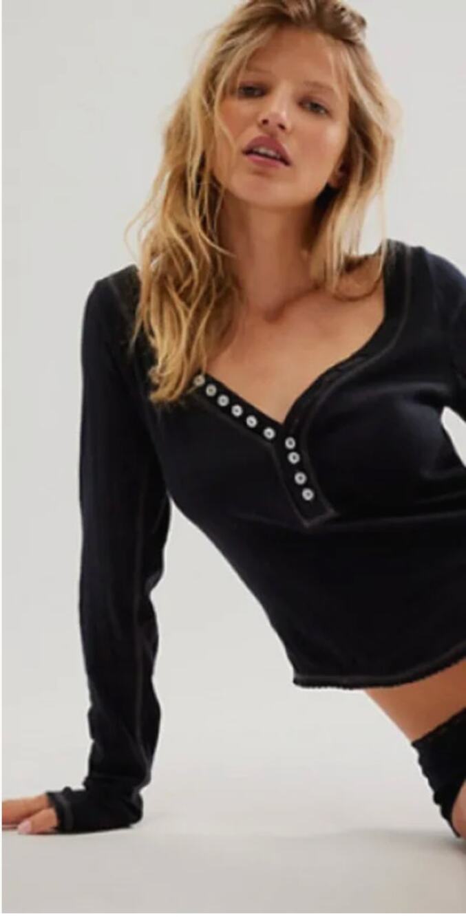 Y2K Free People Coffee Chat Long-Sleeve size M Elena Gilbert Bella Swan